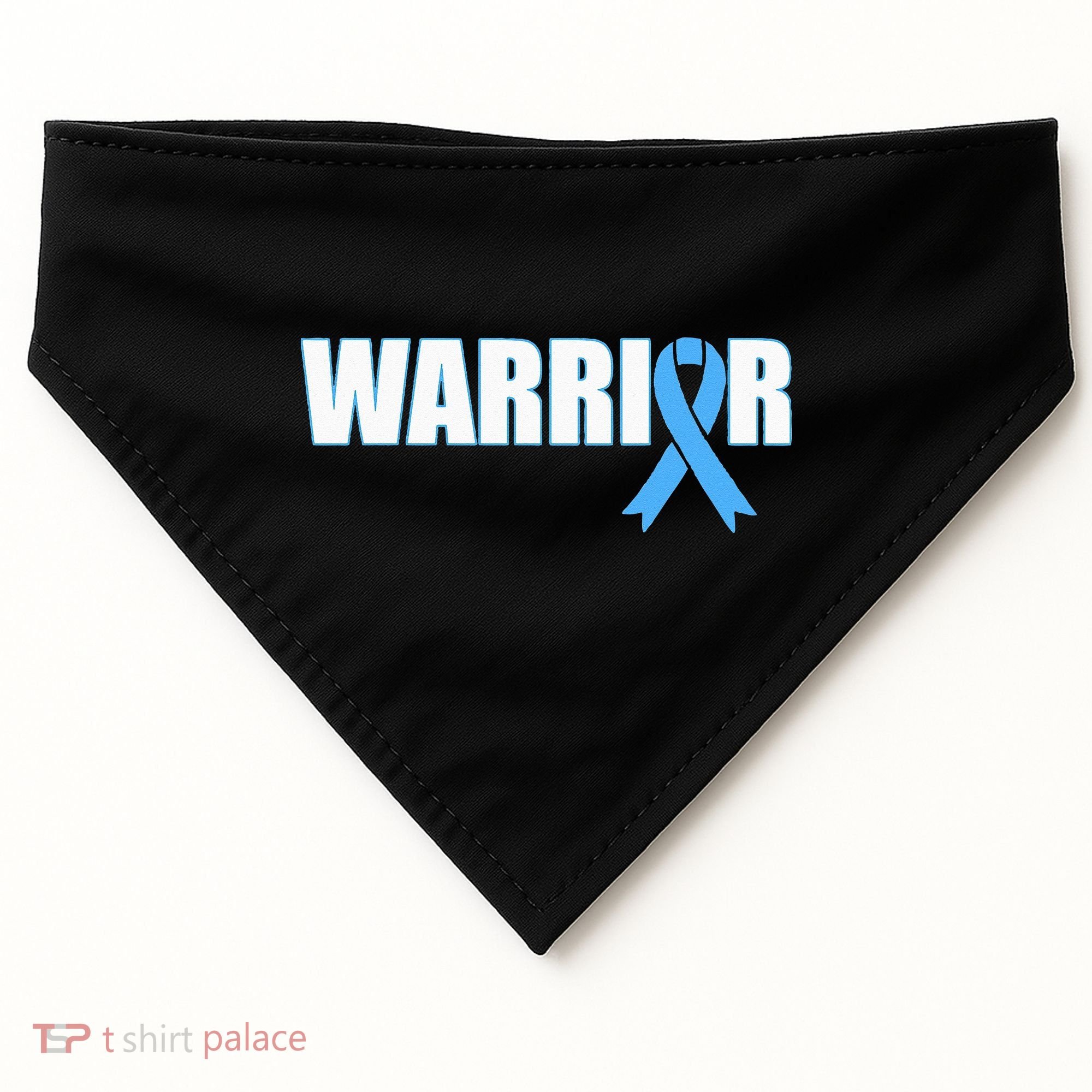 Prostate Cancer Warrior Light Blue Ribbon USA-Made Doggie Bandana