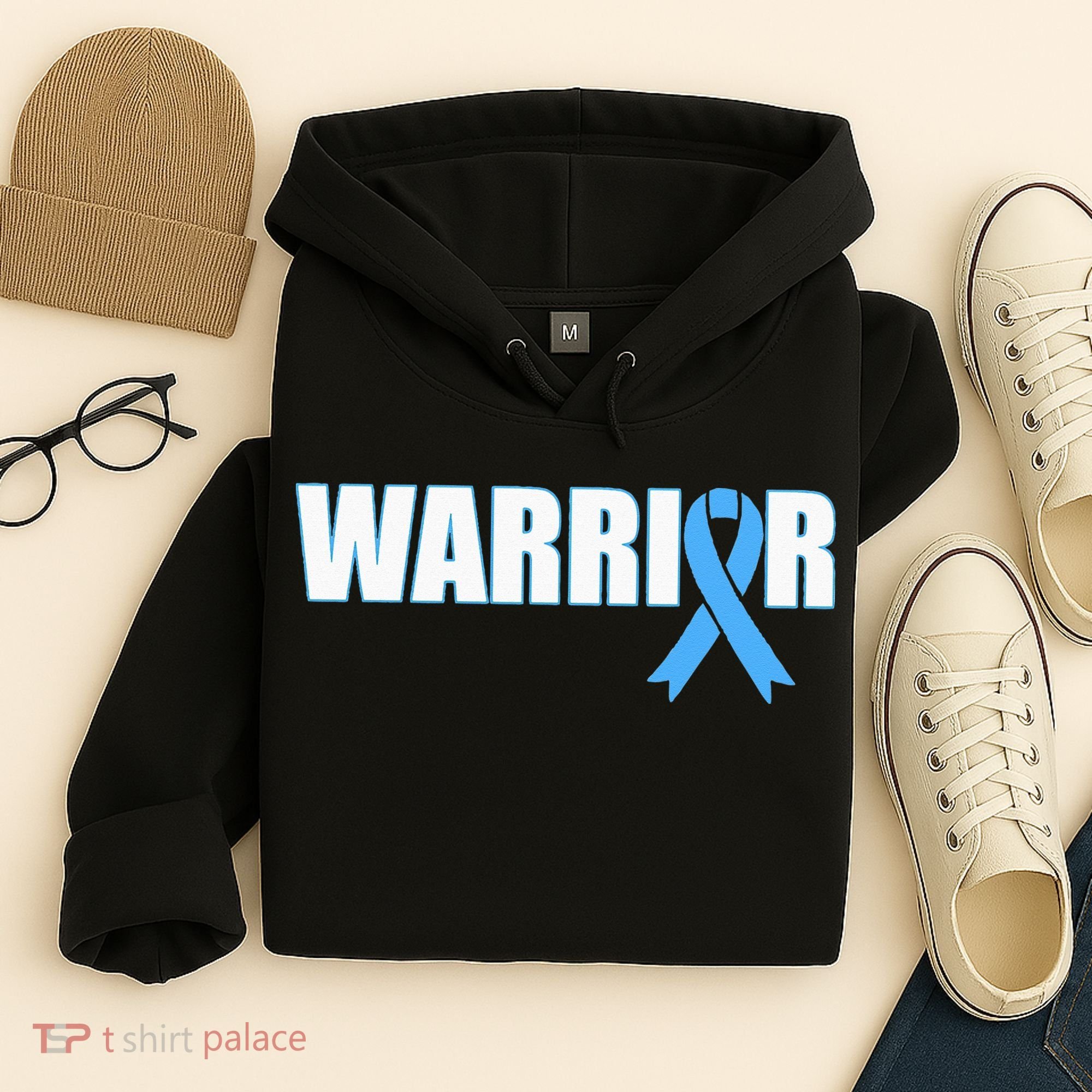 Prostate Cancer Warrior Light Blue Ribbon Hoodie
