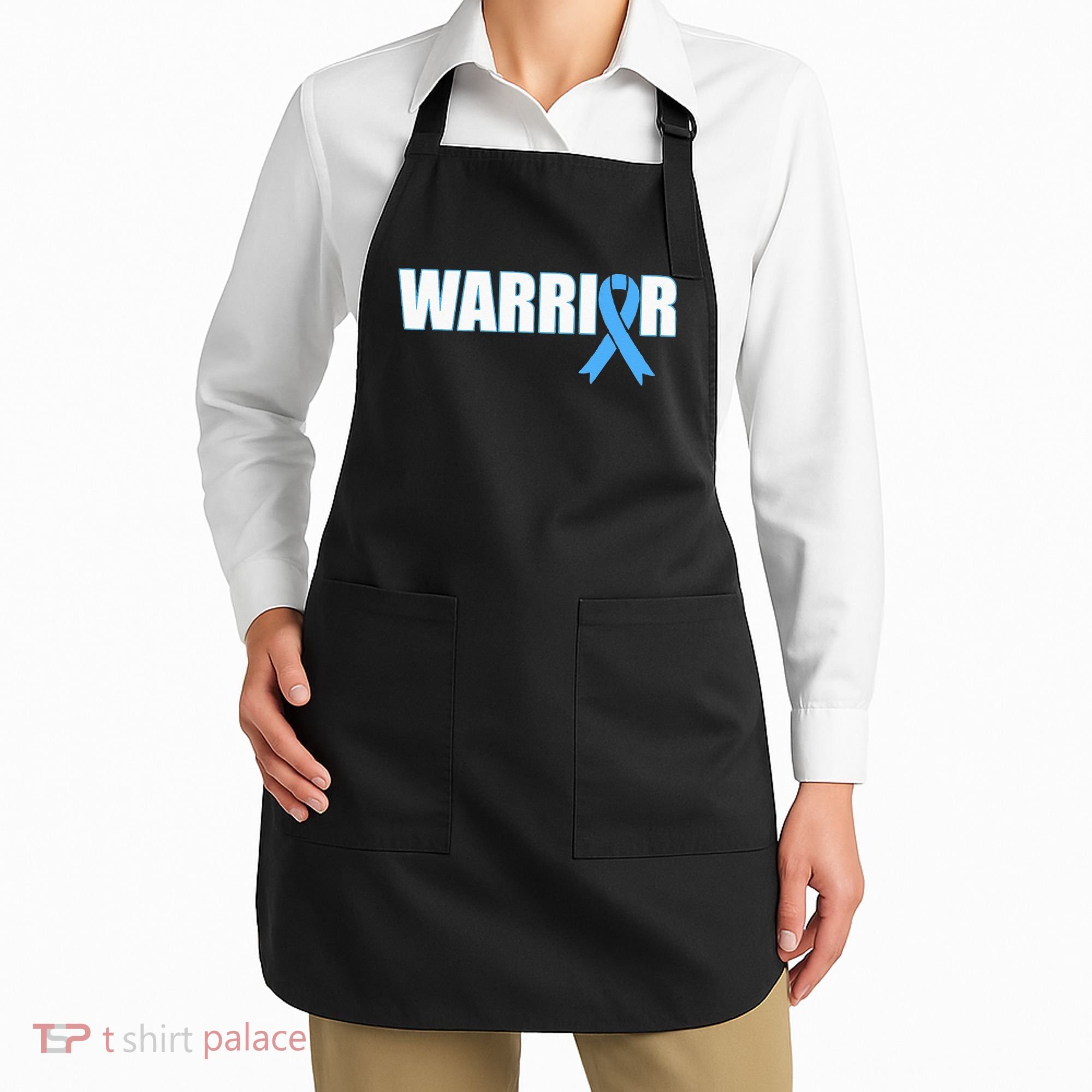 Prostate Cancer Warrior Light Blue Ribbon Apron
