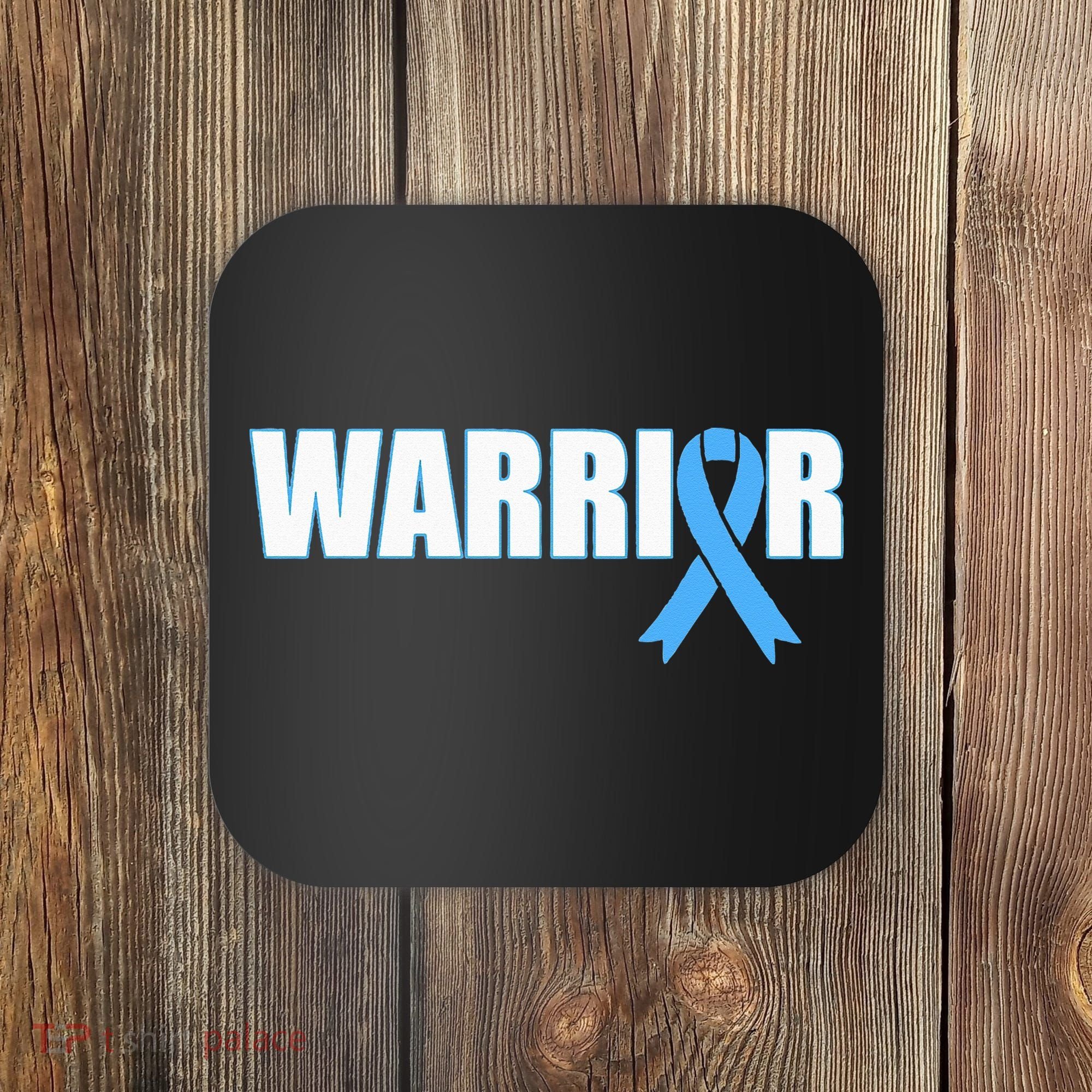 Prostate Cancer Warrior Light Blue Ribbon Coaster
