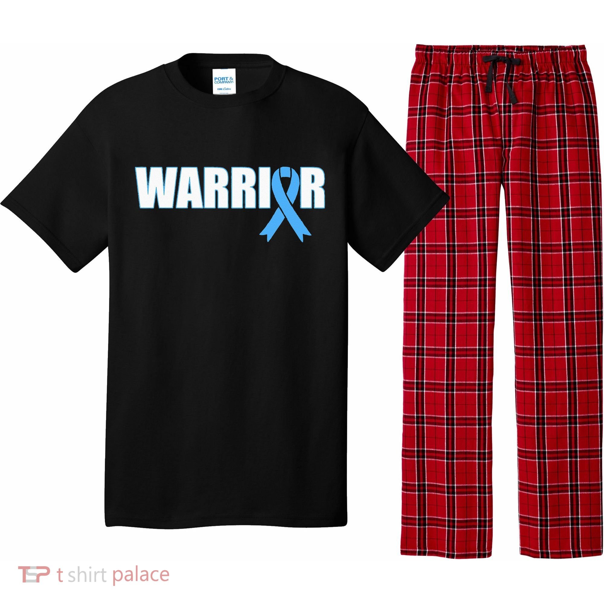 Prostate Cancer Warrior Light Blue Ribbon Pajama Set