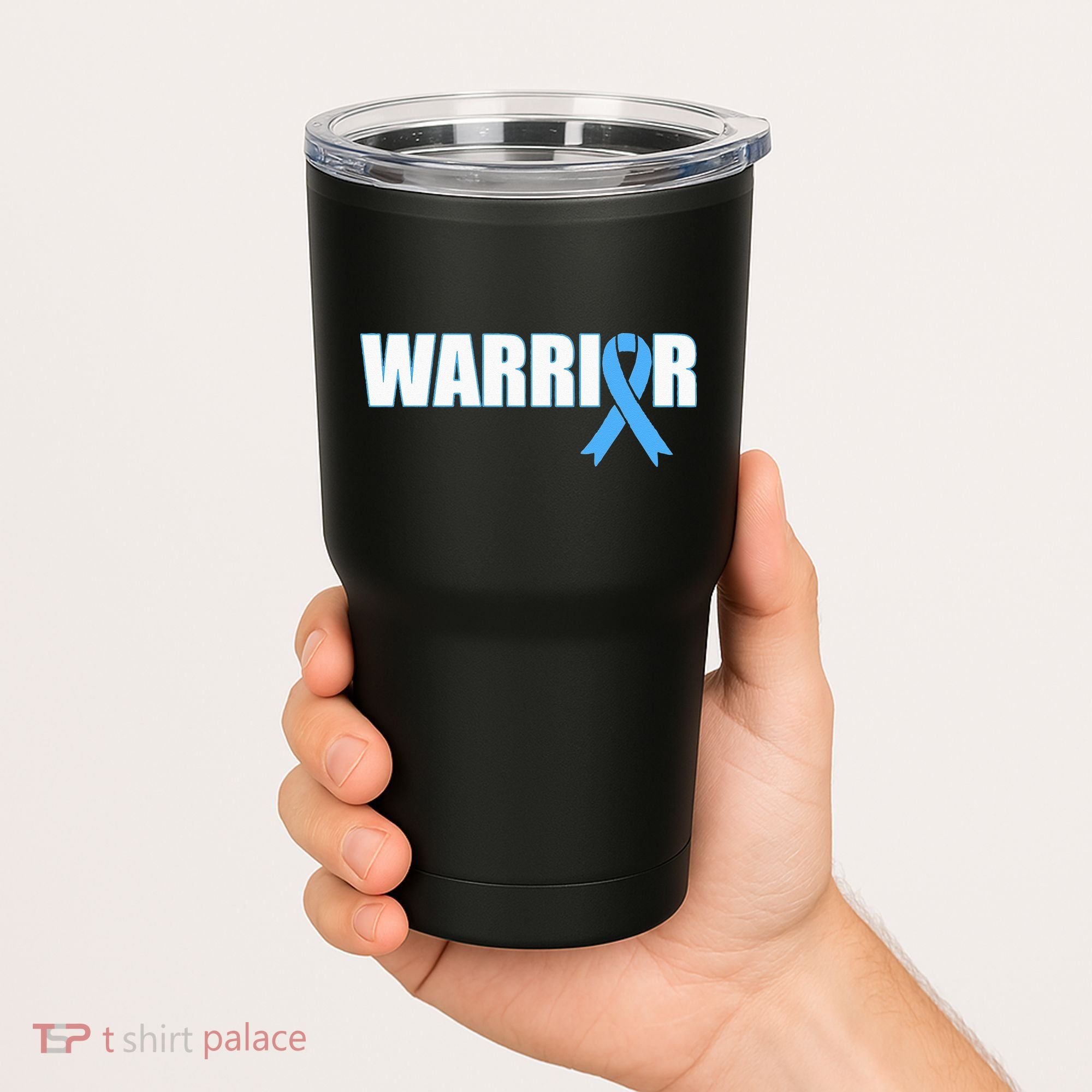 Prostate Cancer Warrior Light Blue Ribbon Tumbler