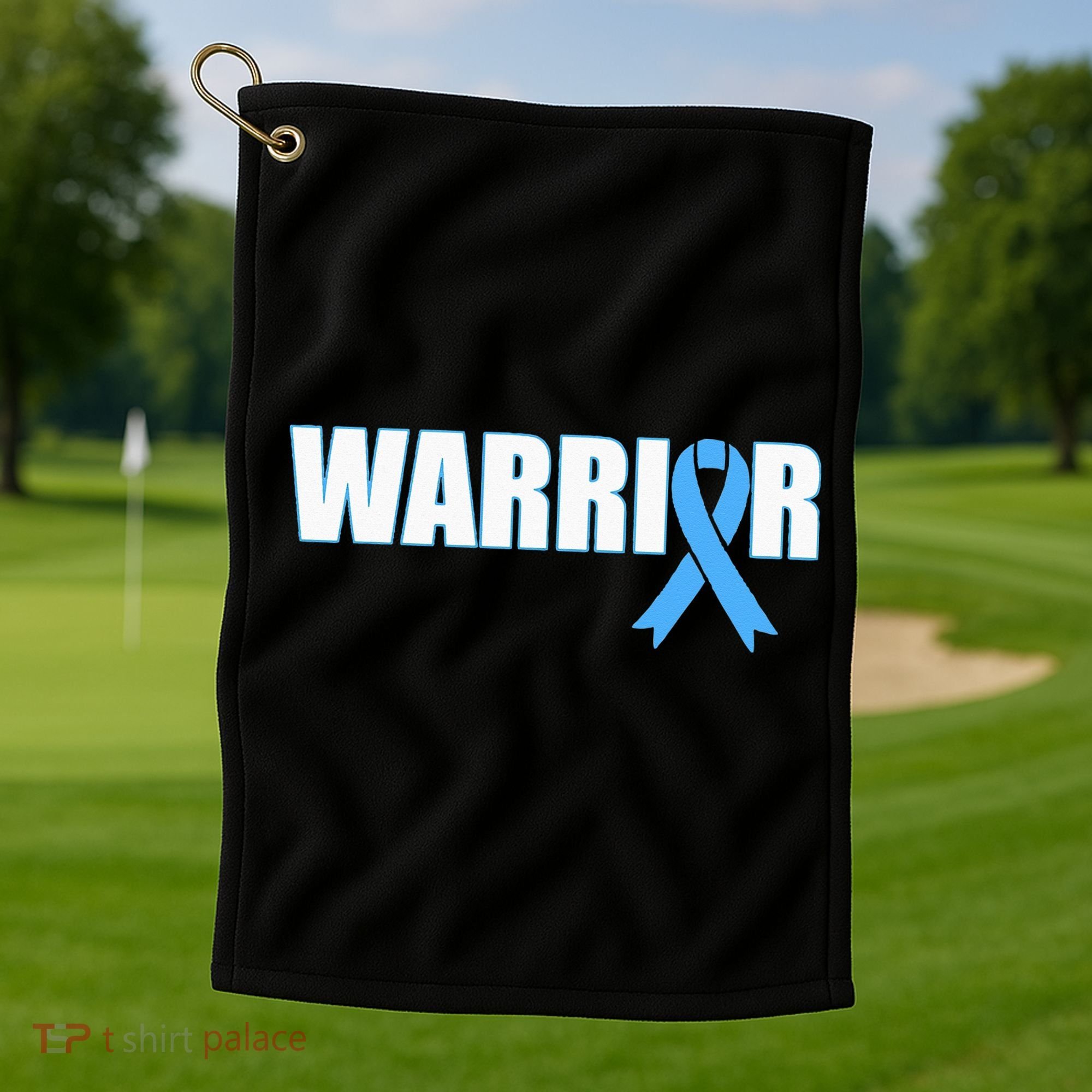 Prostate Cancer Warrior Light Blue Ribbon Golf Towel