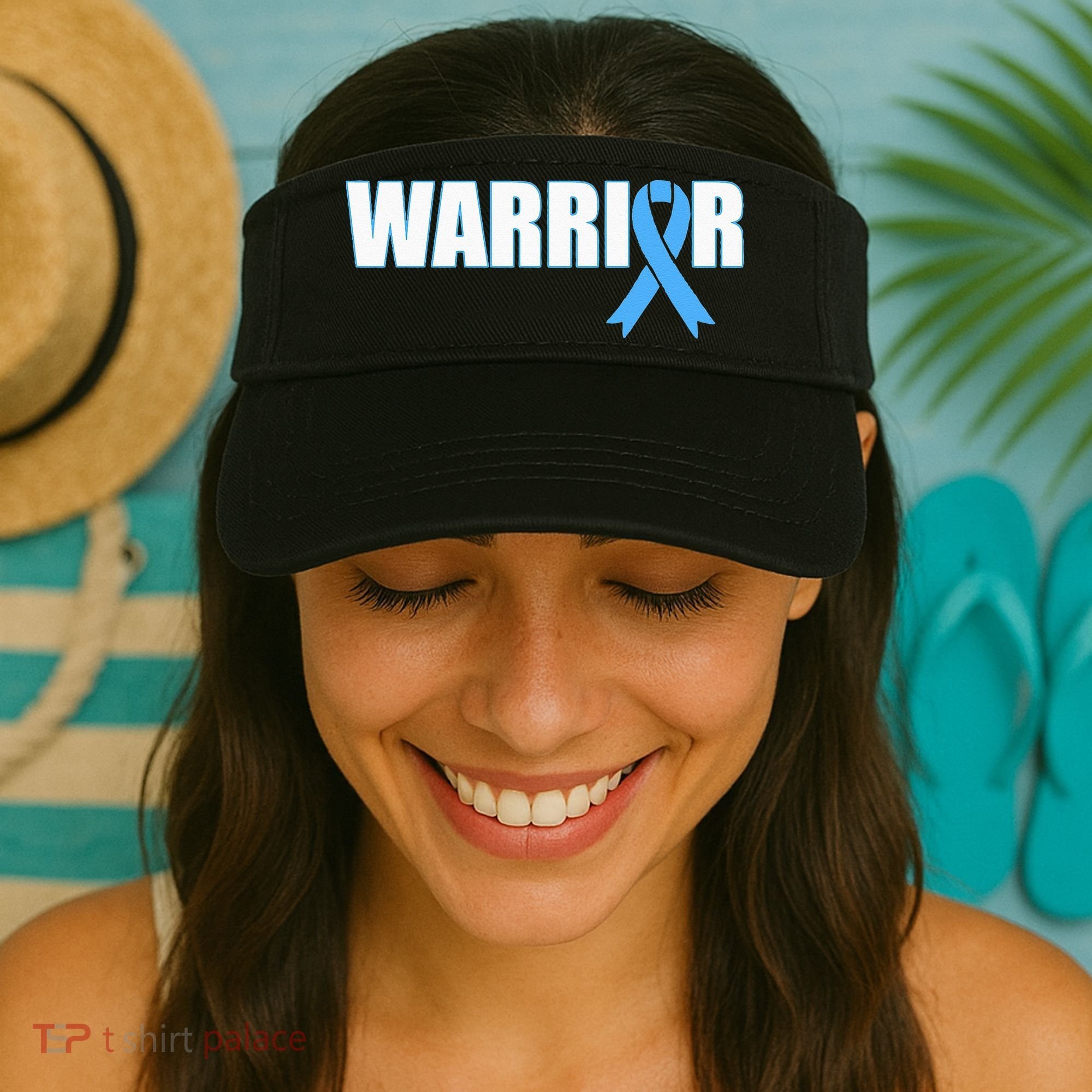 Prostate Cancer Warrior Light Blue Ribbon Visor