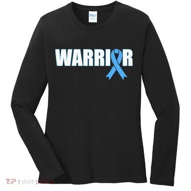 Prostate Cancer Warrior Light Blue Ribbon Women's Long Sleeve Shirt