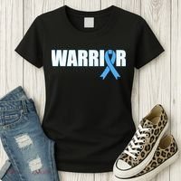 Prostate Cancer Warrior Light Blue Ribbon Women's T-Shirt thumb 3