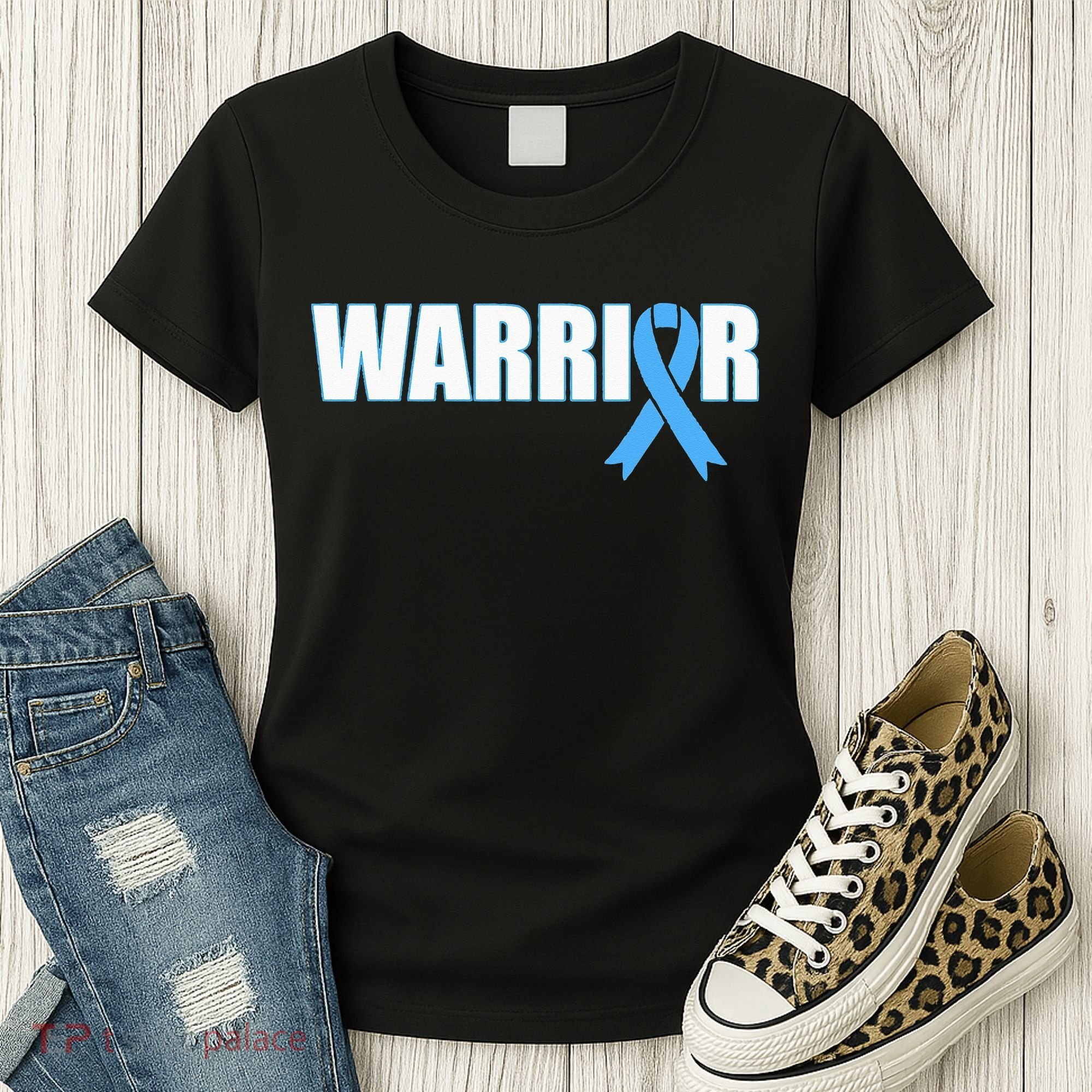 Prostate Cancer Warrior Light Blue Ribbon Women's T-Shirt