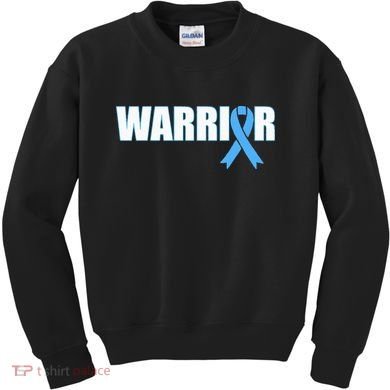 Prostate Cancer Warrior Light Blue Ribbon Kids Sweatshirt