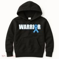 Prostate Cancer Warrior Light Blue Ribbon Kids Hoodie thumb 0