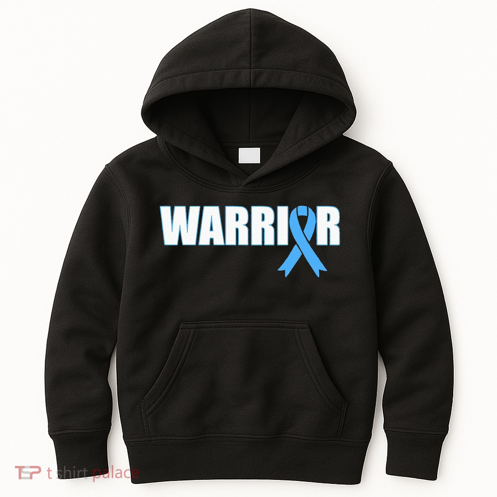 Prostate Cancer Warrior Light Blue Ribbon Kids Hoodie