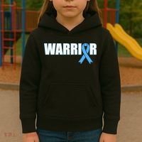 Prostate Cancer Warrior Light Blue Ribbon Kids Hoodie thumb 3