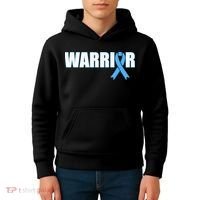 Prostate Cancer Warrior Light Blue Ribbon Kids Hoodie thumb 4