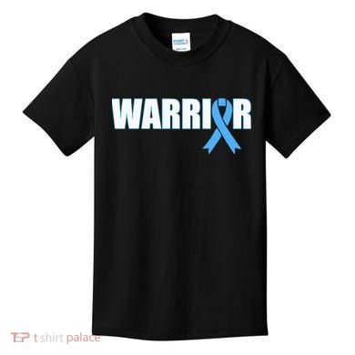 Prostate Cancer Warrior Light Blue Ribbon Kids T-Shirt