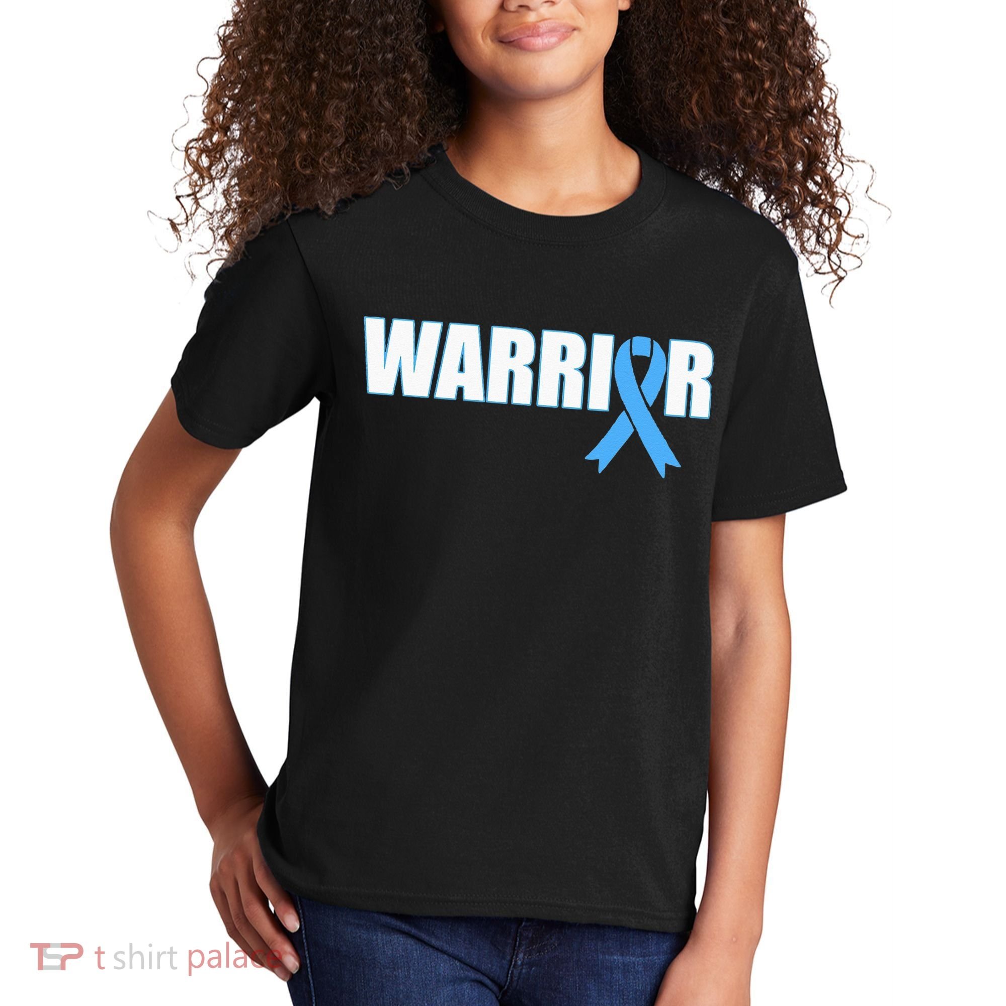 Prostate Cancer Warrior Light Blue Ribbon Kids T-Shirt