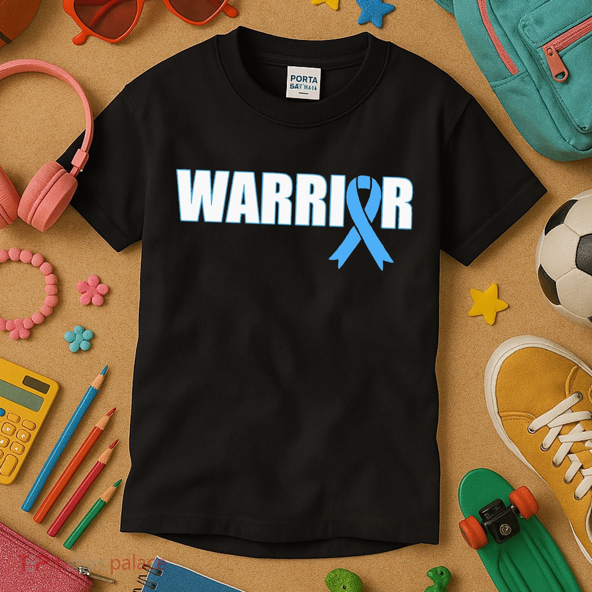 Prostate Cancer Warrior Light Blue Ribbon Kids T-Shirt