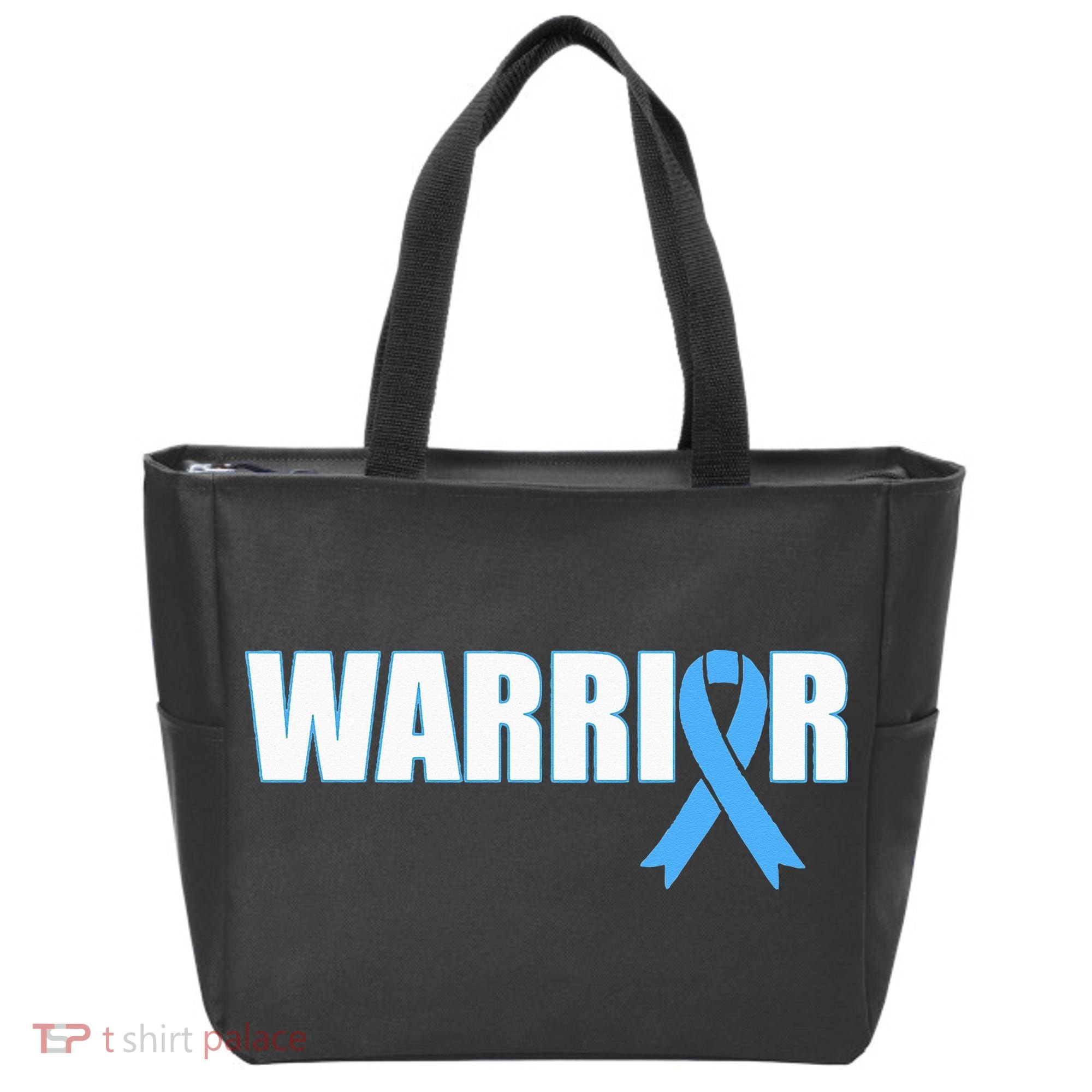 Prostate Cancer Warrior Light Blue Ribbon Tote Bag