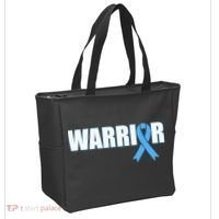 Prostate Cancer Warrior Light Blue Ribbon Tote Bag thumb 2