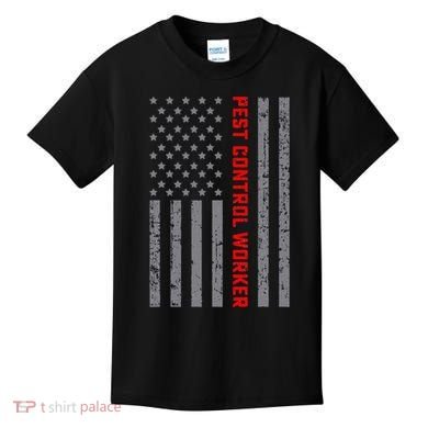 Pest Control Worker Vintage Us Flag For Dad Kids T-Shirt