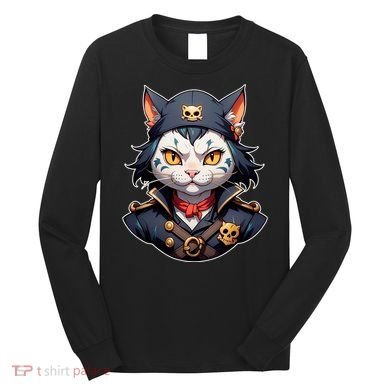 Pirate Cat With Bandana Long Sleeve Shirt