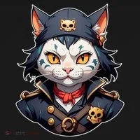Pirate Cat With Bandana Button thumb 1
