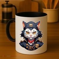 Pirate Cat With Bandana Coffee Mug thumb 4