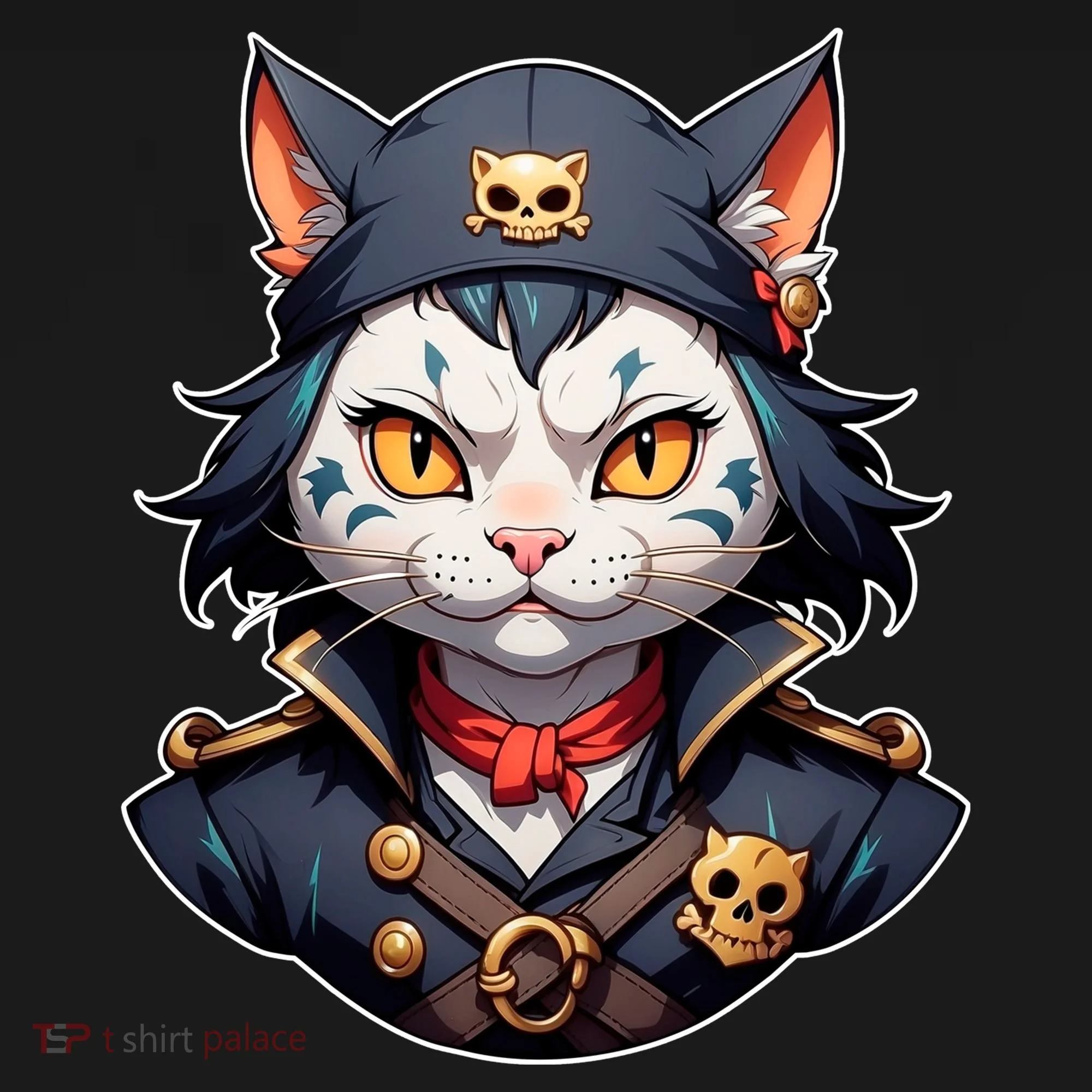 Pirate Cat With Bandana Ornament