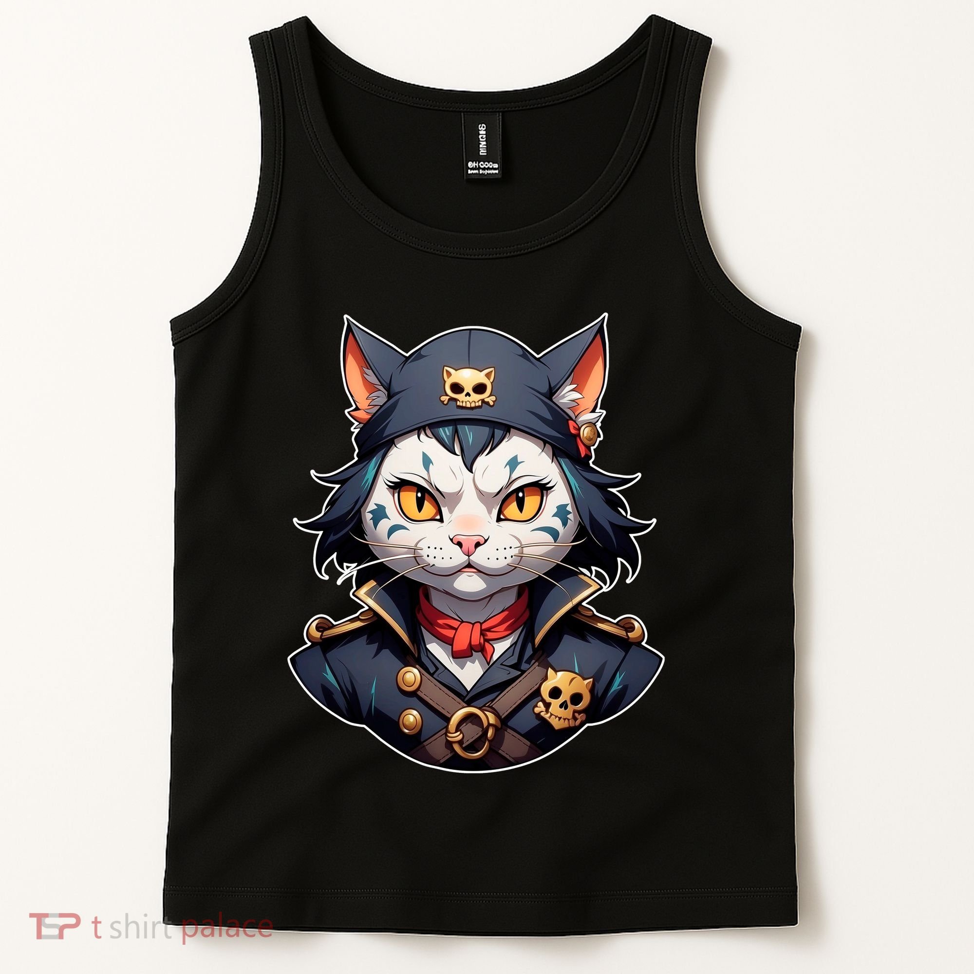 Pirate Cat With Bandana Tank Top