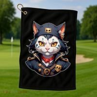 Pirate Cat With Bandana Golf Towel thumb 1