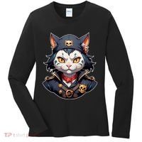 Pirate Cat With Bandana Women's Long Sleeve Shirt thumb 0
