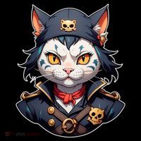 Pirate Cat With Bandana Women's Long Sleeve Shirt thumb 2