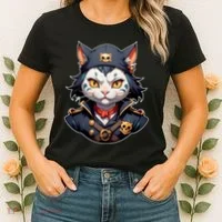 Pirate Cat With Bandana Women's T-Shirt thumb 2