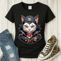 Pirate Cat With Bandana Women's T-Shirt thumb 3