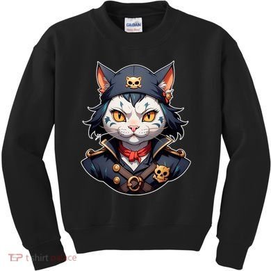Pirate Cat With Bandana Kids Sweatshirt