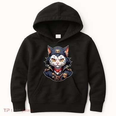 Pirate Cat With Bandana Kids Hoodie