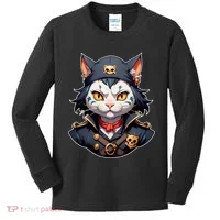 Pirate Cat With Bandana Kids Long Sleeve Shirt thumb 0