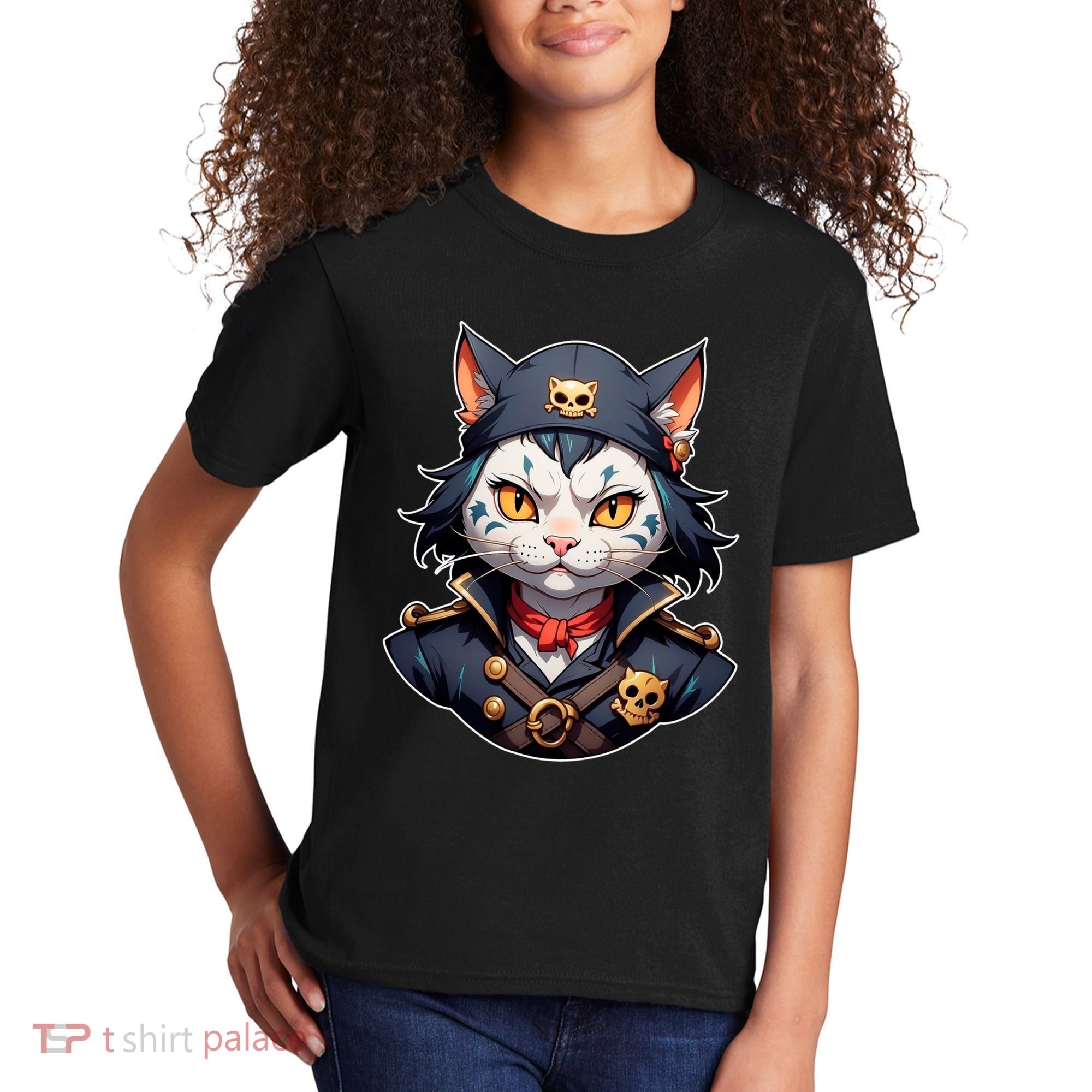 Pirate Cat With Bandana Kids T-Shirt