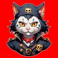 Pirate Cat With Bandana Santa Hat thumb 1