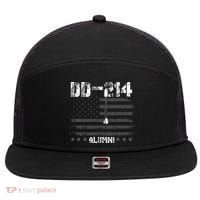 Patriotic DD 214 Alumni Military Veteran 7 Panel Mesh Trucker Snapback Hat thumb 0