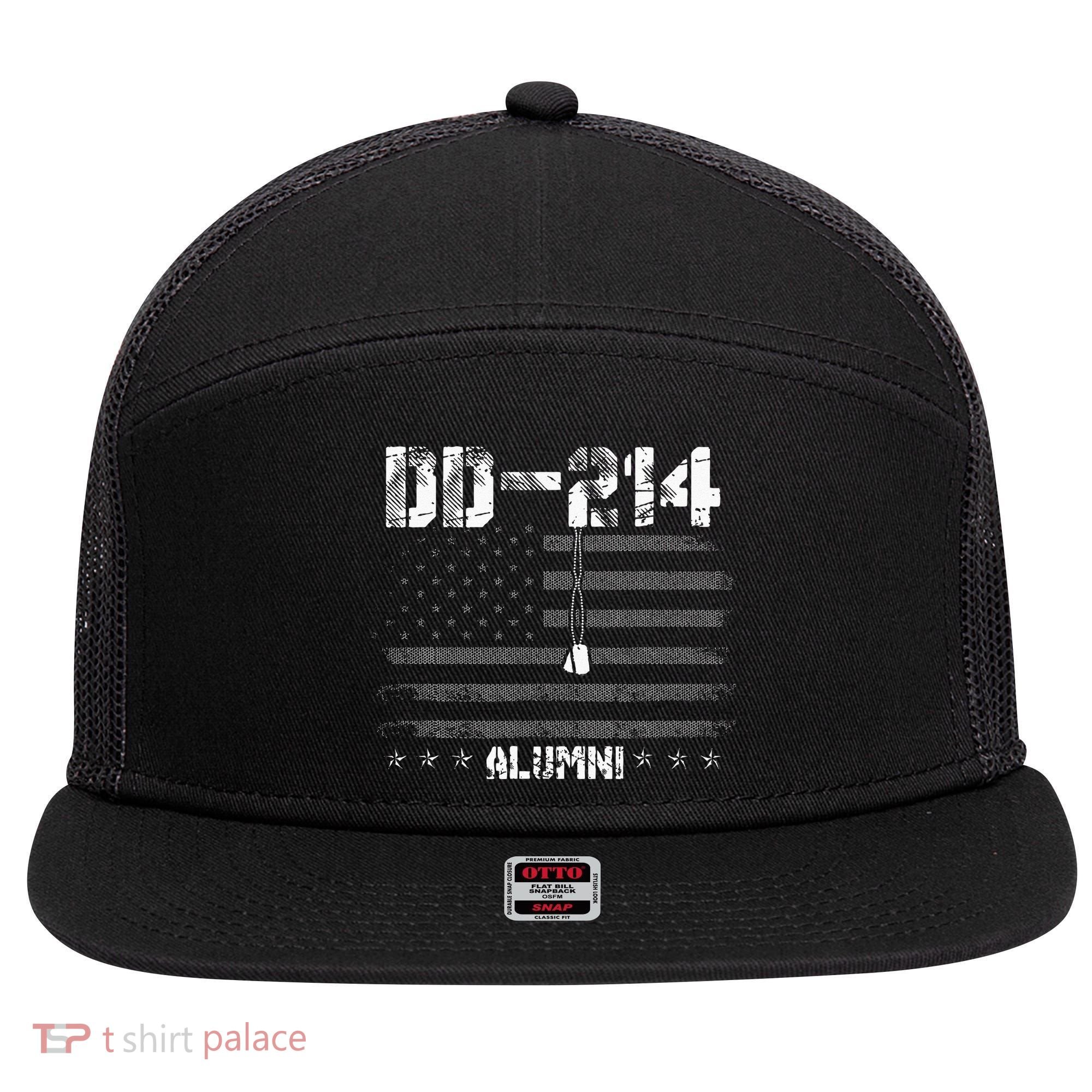 Patriotic DD 214 Alumni Military Veteran 7 Panel Mesh Trucker Snapback Hat