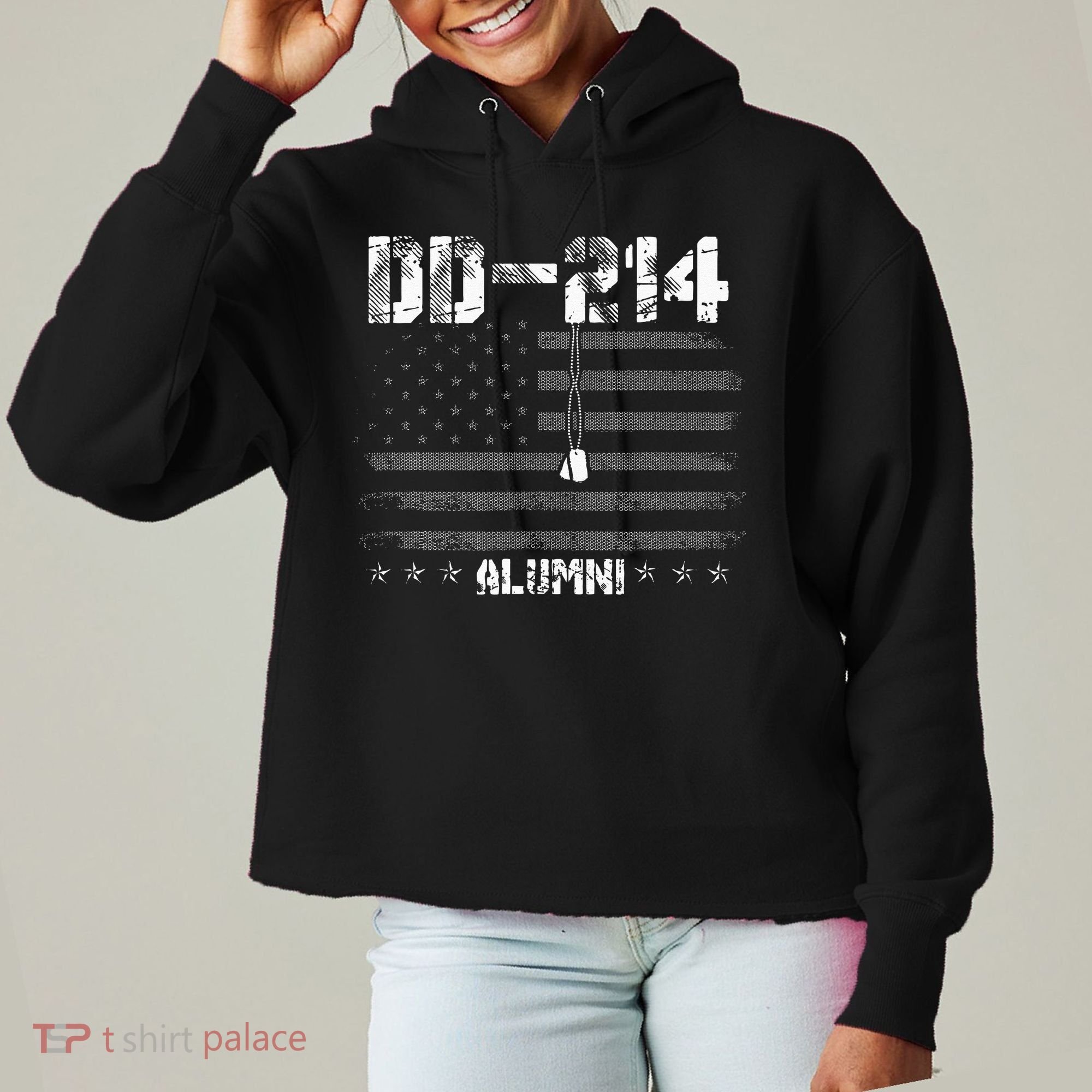 Patriotic DD 214 Alumni Military Veteran Ladies Heavyweight Boxy Pullover Hoodie