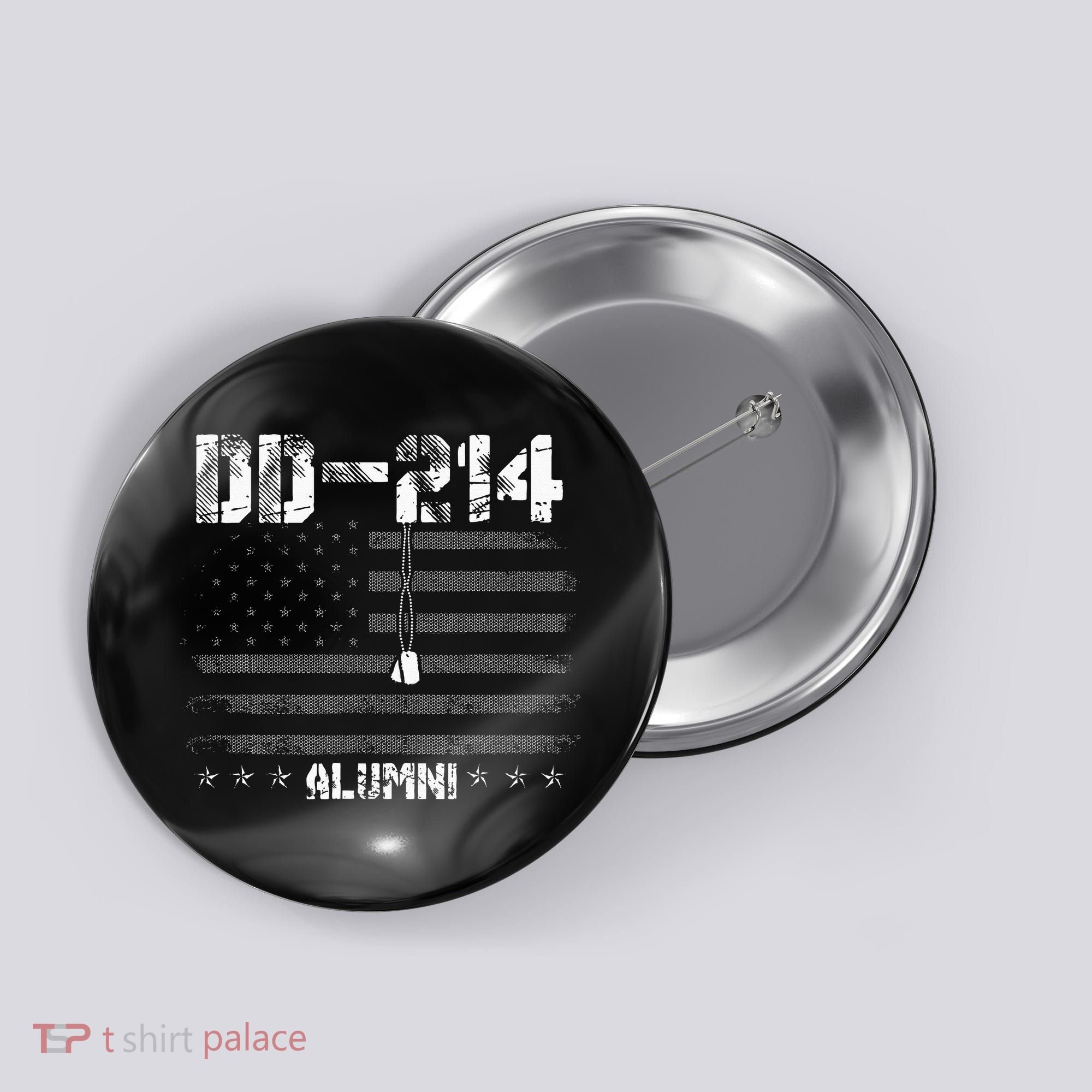 Patriotic DD 214 Alumni Military Veteran Button
