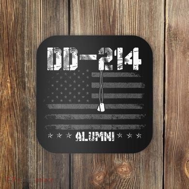 Patriotic DD 214 Alumni Military Veteran Coaster