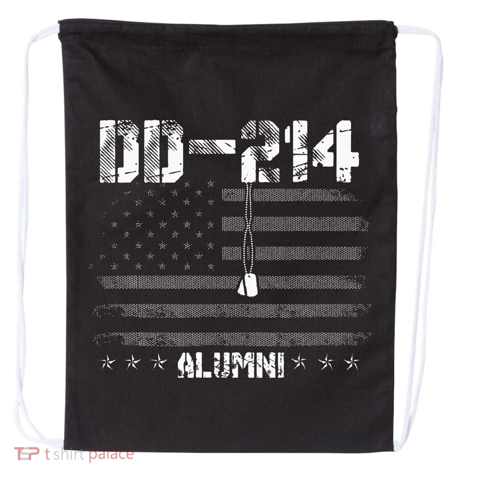 Patriotic DD 214 Alumni Military Veteran Drawstring Bag