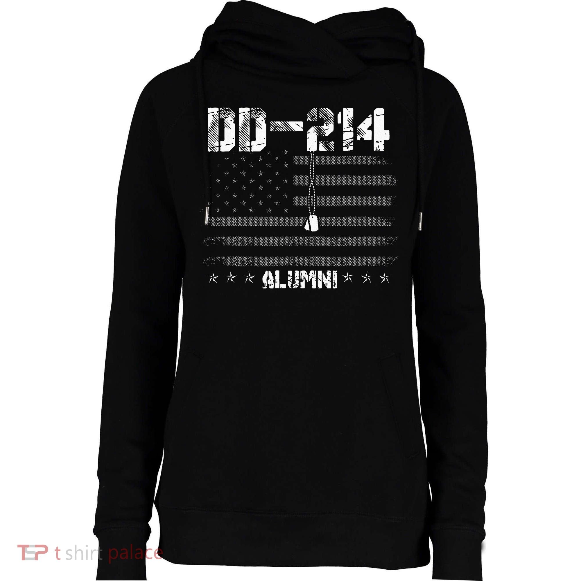 Patriotic DD 214 Alumni Military Veteran Womens Funnel Neck Pullover Hood
