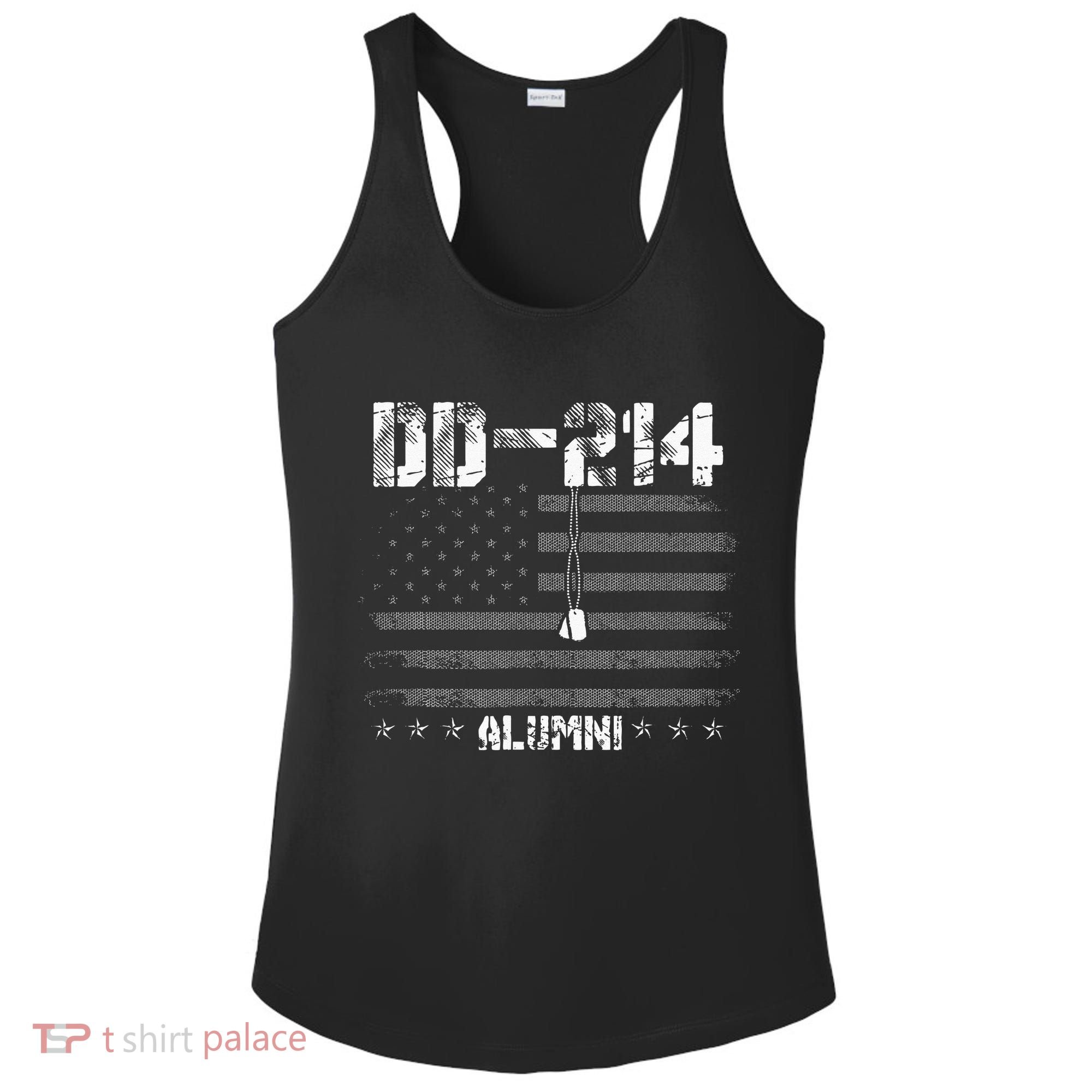 Patriotic DD 214 Alumni Military Veteran Ladies PosiCharge Competitor Racerback Tank