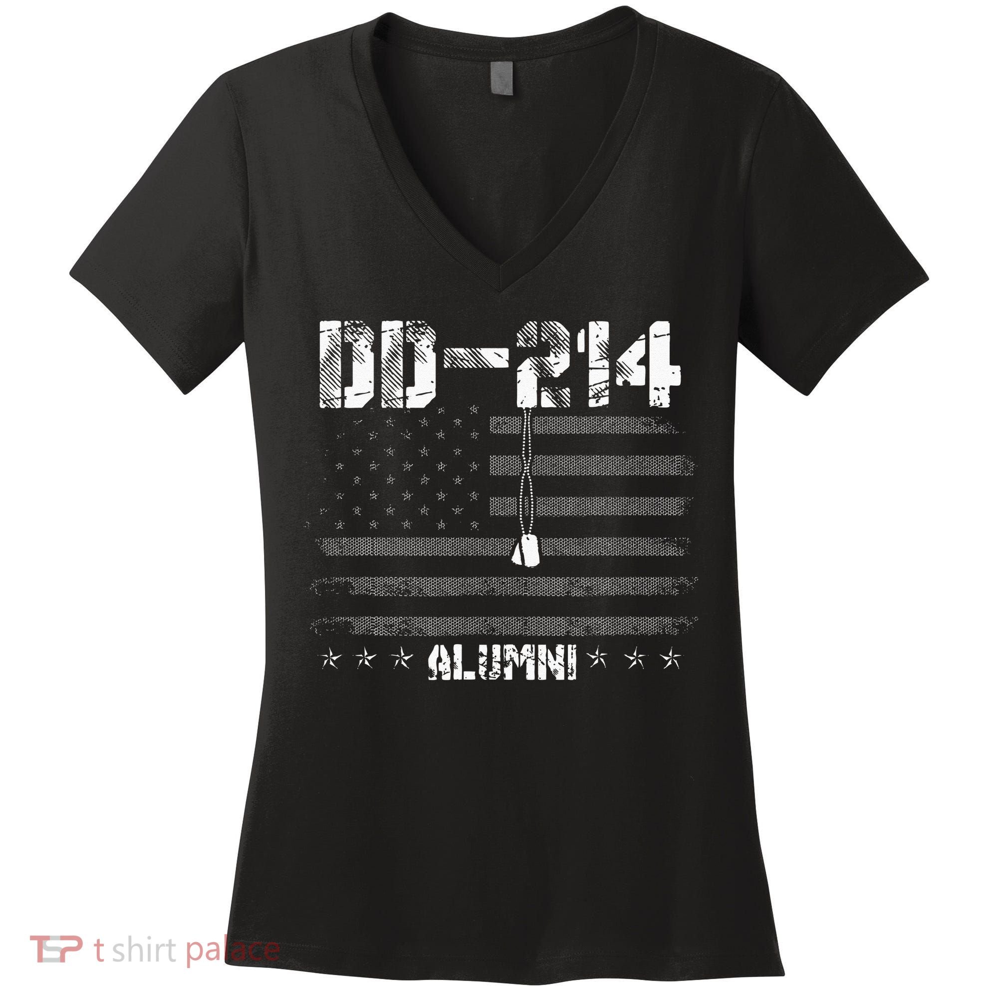 Patriotic DD 214 Alumni Military Veteran Women's V-Neck T-Shirt