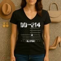 Patriotic DD 214 Alumni Military Veteran Women's V-Neck T-Shirt thumb 3