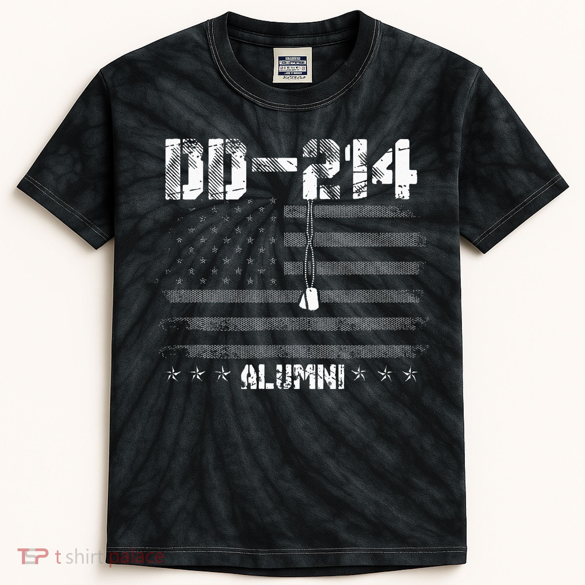 Patriotic DD 214 Alumni Military Veteran Kids Tie-Dye T-Shirt