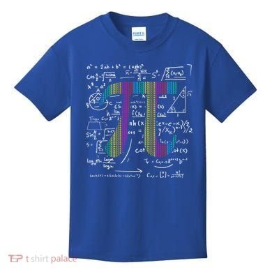 Pi Day 3 14 Pi Symbol With Math Equations Gift For Math Geek Meaningful Gift Kids T-Shirt