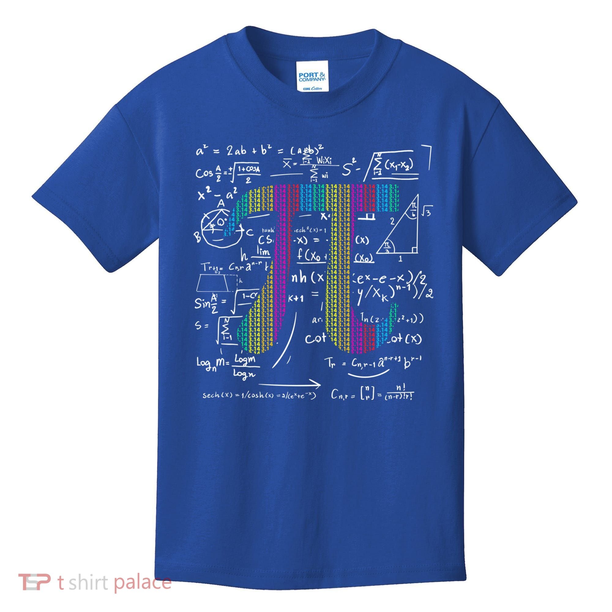 Pi Day 3 14 Pi Symbol With Math Equations Gift For Math Geek Meaningful Gift Kids T-Shirt